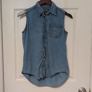 Ruff Hewn - Vintage Sleeveless Denim Button Down Shirt
